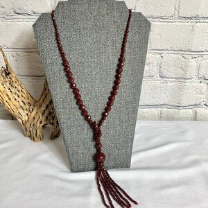 Stefanel Vintage Plum Faceted Bead Y Necklace